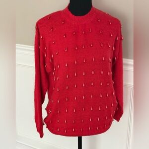 Red Vintage Christmas bedazzeled sweater custom size‎